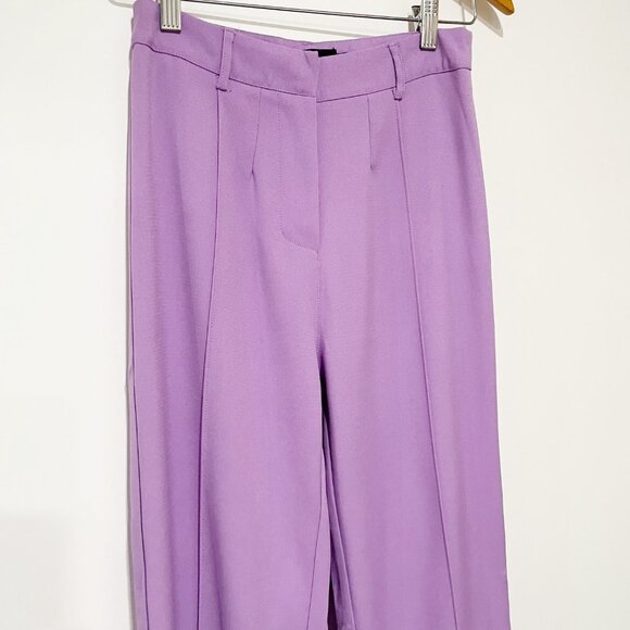 PrettyLittleThing Lilac Flare High Waist Trousers Pants 4 Bell Bottom Cleanlook - Picture 2 of 9